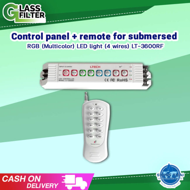 Control panel + remote for submersed RGB (Multicolor) LED light (4 wires) LT-3600RF