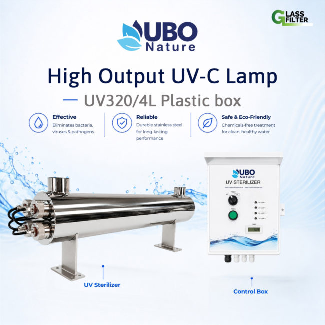 UV Sterilizer for Water High Output UV-C Lamp UV 320W/4L (with plastic box)