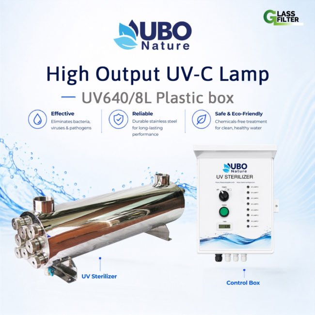 UV Sterilizer for Water High Output UV-C Lamp UV 640W/8L (with plastic box)
