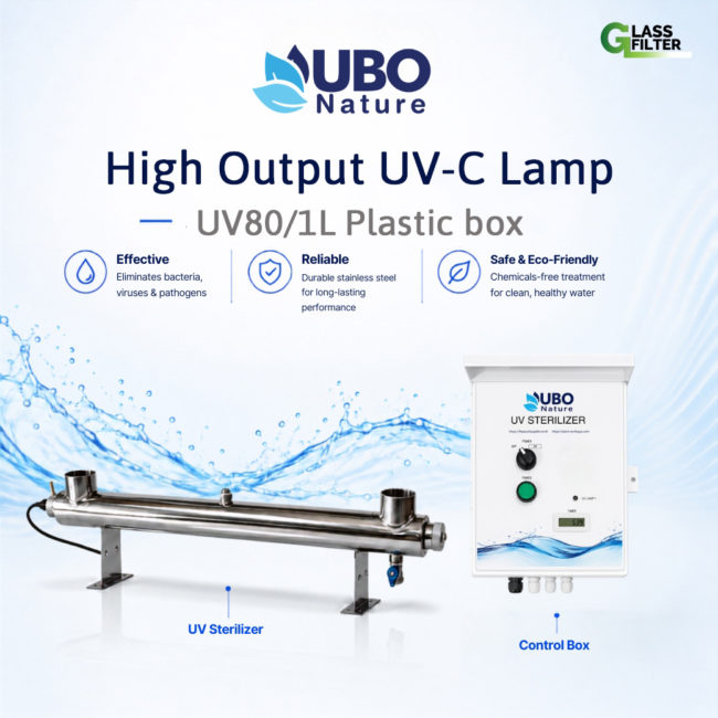 UV Sterilizer for Water High Output UV-C Lamp UV 80W/1L (with plastic box)